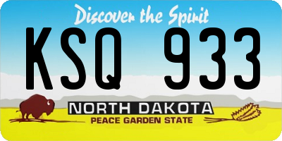 ND license plate KSQ933