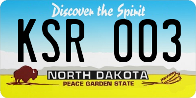 ND license plate KSR003