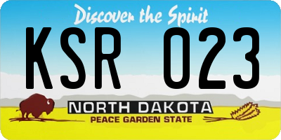 ND license plate KSR023