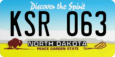 ND license plate KSR063