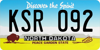 ND license plate KSR092