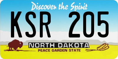 ND license plate KSR205