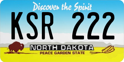 ND license plate KSR222