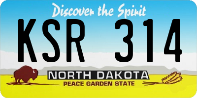 ND license plate KSR314