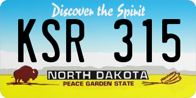 ND license plate KSR315