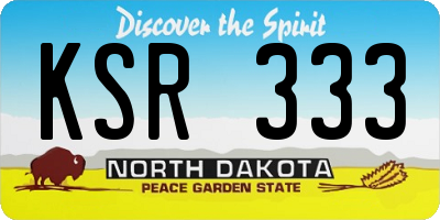 ND license plate KSR333