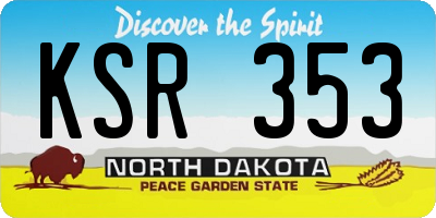 ND license plate KSR353