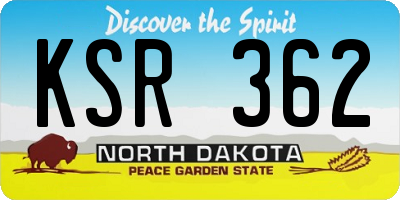 ND license plate KSR362