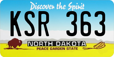 ND license plate KSR363