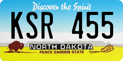 ND license plate KSR455