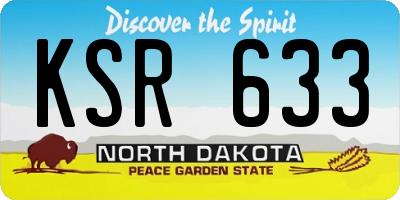 ND license plate KSR633