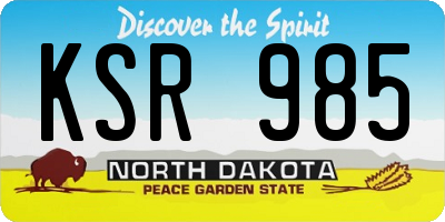 ND license plate KSR985