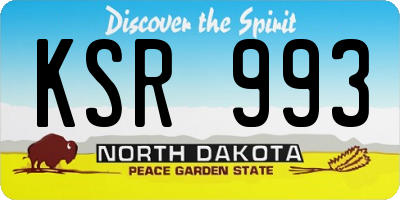 ND license plate KSR993