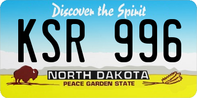 ND license plate KSR996