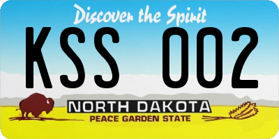ND license plate KSS002