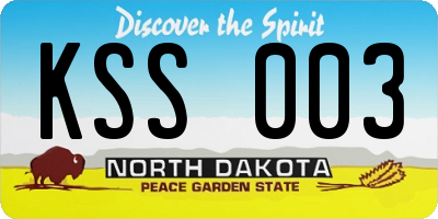 ND license plate KSS003