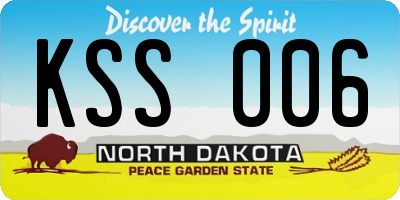 ND license plate KSS006