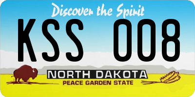 ND license plate KSS008