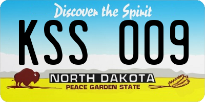 ND license plate KSS009