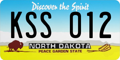 ND license plate KSS012