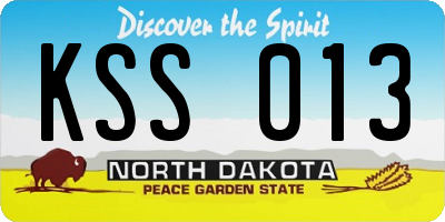 ND license plate KSS013