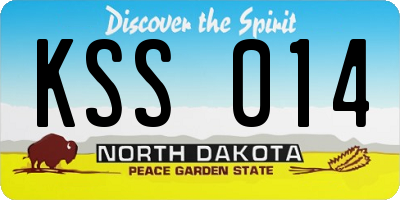 ND license plate KSS014
