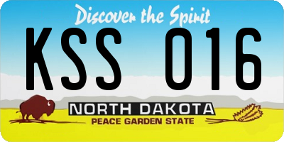 ND license plate KSS016