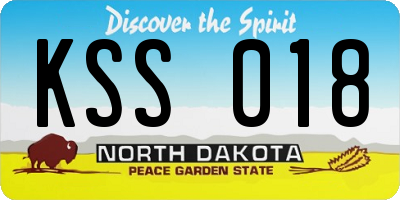 ND license plate KSS018
