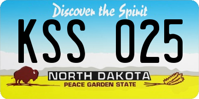 ND license plate KSS025
