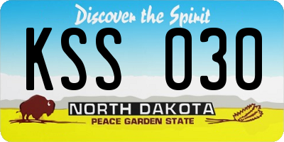 ND license plate KSS030