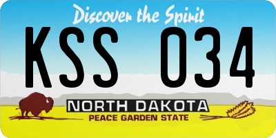 ND license plate KSS034