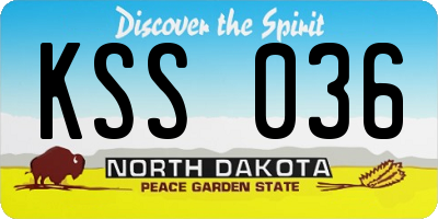 ND license plate KSS036
