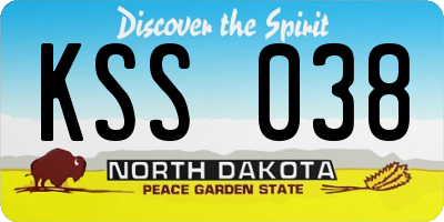 ND license plate KSS038