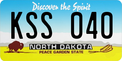 ND license plate KSS040