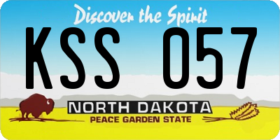 ND license plate KSS057