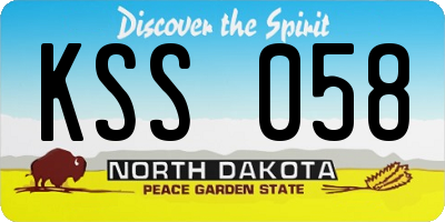 ND license plate KSS058