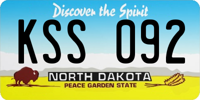 ND license plate KSS092