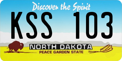 ND license plate KSS103