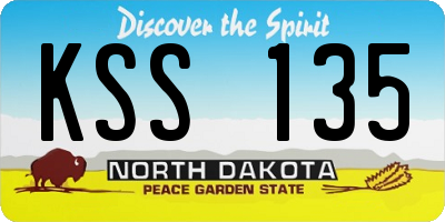 ND license plate KSS135