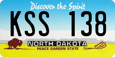 ND license plate KSS138