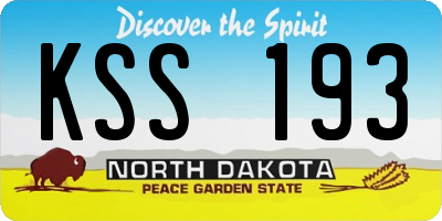 ND license plate KSS193