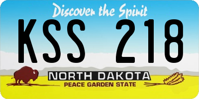 ND license plate KSS218