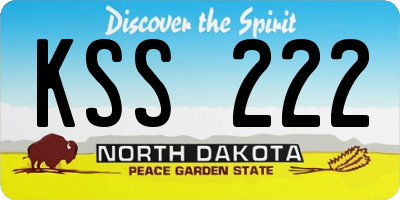 ND license plate KSS222