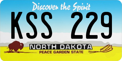 ND license plate KSS229