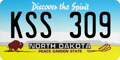 ND license plate KSS309
