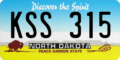 ND license plate KSS315