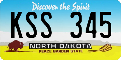 ND license plate KSS345