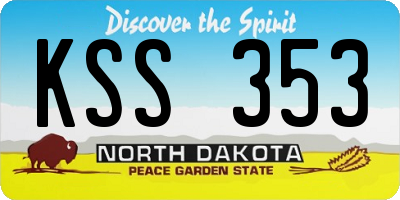 ND license plate KSS353
