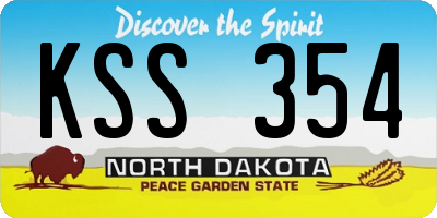 ND license plate KSS354