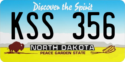 ND license plate KSS356